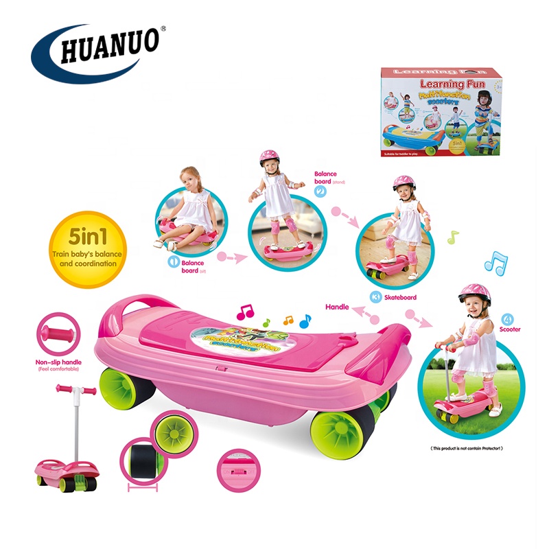 Children Outdoor Toys Ride on Car 4 Wheel 5 In1 Multi-function Electric Kick Scooter Toy