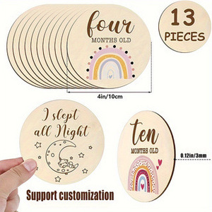 Juego de 13 Piezas de Letreros de Madera Grabados con los Hitos del Bebé, Decoración para Colgar en la Pared, Gran Venta - Product Image 3