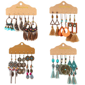 Bohemian Dangle Earrings Set Alloy Tassel <b>Drop</b> Earrings Women's Party Fashion Jewelry - Product Image 5