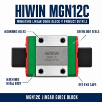 Bloc de guidage linéaire miniature HIWIN MGN12, curseur en acier inoxydable, largeur de rail 12 mm, pour imprimante 3D et pièces de routeur CNC