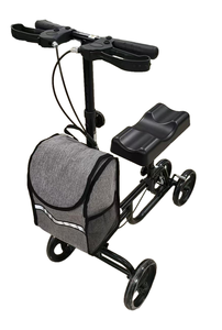 <span class=keywords><strong>Déambulateur</strong></span> à genouillères orientable pour blessures au pied - Trottinette métallique réglable <span class=keywords><strong>avec</strong></span> double frein, panier en tissu amovible et coussin rembourré, capacité 136 kg - Product Image 2