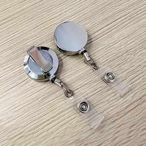 32mm Round Retractable Plastic Silver Yoyo ID Badge Reel For ID Card Holder