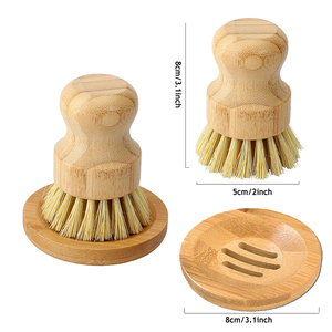 Cepillo exfoliante de bambú para lavavajillas, cepillo de limpieza de platos de madera para cocina, sartén de <span class=keywords><strong>hierro</strong></span> fundido - Product Image 1