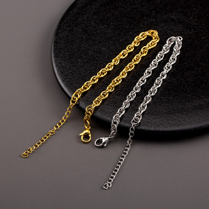 yunnique Cross Border Minimalist <b>Titanium</b> Steel Gold Plated Twisted <b>Chain</b> Bracelet Unisex Fashion Jewelry - Product Image 3