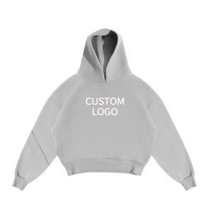 Hoodie court boxy personnalisé en coton brossé molletonné 500 g/m² – Hoodie boxy épais et court - Product Image 6