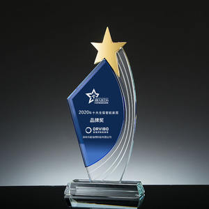 धातु के पांच-नुकीले स्टार के साथ उच्च गुणवत्ता वाले कस्टम के 9 क्रिस्टल ग्लास ट्रॉफी - Product Image 5