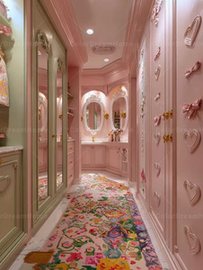 Armario <span class=keywords><strong>Vestidor</strong></span> Rosa para Niña, Armario Personalizado con Lazo Dorado, Armario de Lujo con Lazo, Mueble de Princesa - Product Image 4