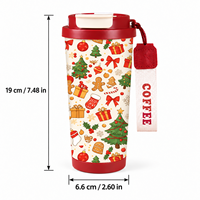 Gobelet isotherme à double paroi en acier inoxydable 316 de 16 oz avec poignée et couvercle à paille, revêtement poudré, idéal pour les cadeaux de Noël (vente en gros)