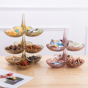 Plastic Fruit Platter Stackable Transparent 3 Tier Serving Tray For Party Kitchen Use - Product Image 3