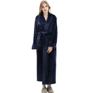 Sexy Lounge Women Flannel Long Fleece Zippers Robe Luxury 2023 Fleece Bath Robes Luxury