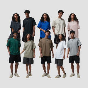 เสื้อยืดแขนสั้นลำลองสำหรับผู้ชายเสื้อยืดคอกลมผ้าคอตตอนสะพายไหล่ปล่อย100% เรียบโอเวอร์ไซส์ - Product Image 5