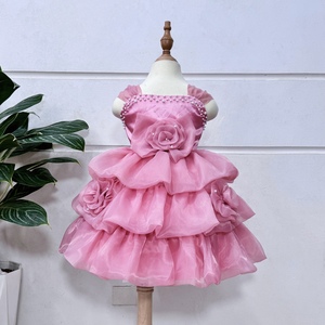 Robe de princesse haut de gamme pour filles, jupe courte à volants en mousseline de soie, décolleté en cœur, volants superposés pour les fêtes d'enfants, approvisionnement ODM - Product Image 2