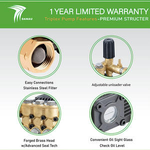 Machine de nettoyage DANAU 200 Bar-275 Bar (3000 Psi-4000 Psi) <span class=keywords><strong>Pompe</strong></span> triplex haute pression avec moteur - Product Image 5