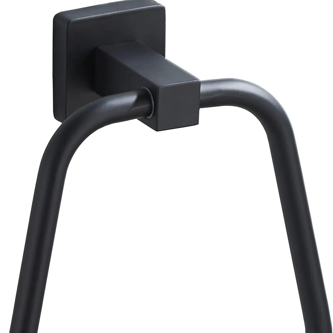 Matte Black Towel Ring for Bathroom, Kitchen Bath Towel Holder Hangers Wall Mount Heavy Duty Stainless Steel