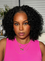 Perruque Afro Bouclée en V avec Cheveux Brésiliens Remy 9A de Haute Qualité Noir Naturel, Sans Colle, avec Cordon de Serrage, Sans Perte de Cheveux, 12-32 Pouces