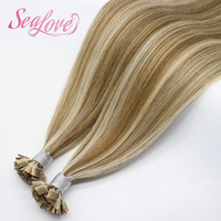Extensions de cheveux humains vierges de 20 pouces, couleur piano, pointe en K, cuticules alignées, pointe en kératine, qualité salon