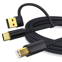 Kabel Printer USB 2-in-1 USB B ke USB C/A Kabel Printer Kecepatan Tinggi Kabel MIDI Jalinan Nilon Kompatibel dengan HP/Dell