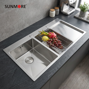 SUNMORE 11048 Top-mount handmade <b>kitchen</b> <b>sink</b> special design for your best business SUS 304 stainless steel - Product Image 1