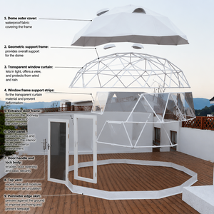 Dôme géodésique de glamping, tente de camping extérieure, yourte, abri de luxe pour événements, ouverture automatique rapide, tissu Oxford 600D, 2000-3000 mm - Product Image 6