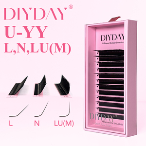 Ciglia finte DIYDAY U-YY, 12 file, 0.07mm C/D/L/N/<span class=keywords><strong>LU</strong></span>(M), nere opache, morbide, fatte a mano, personalizzabili, naturali, di alta qualità, extension personalizzate. - Product Image 1