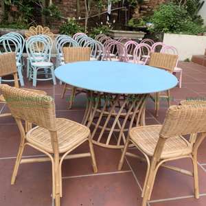 Modern Waterproof Outdoor Rattan <b>Table</b> <b>Chair</b> Set for Kids Babies Hotels Gardens Kindergartens <b>Dining</b> Kitchen Use Wood Material - Product Image 1