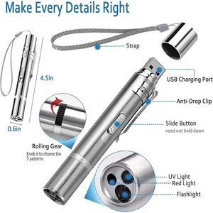 Qbellpet 하이 퀄리티 <span class=keywords><strong>USB</strong></span> 충전식 포인터 레드 라이트 인터랙티브 장난감 체이서 레이저 펜 고양이 티저 훈련 장난감 고양이를위한 - Product Image 3