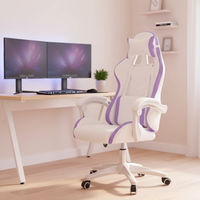 Chaise de bureau pivotante confortable pour fille, couleur violette, avec fonction de levage et d'inclinaison, chaise de jeu avec repose-pieds