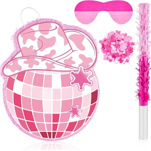 พินาต้าธีมคาวบอยสีชมพู DAMAI พร้อมไม้ปิดตา คอนเฟตติ อุปกรณ์ถ่ายรูป ที่ใส่ขนม ของตกแต่งงานปาร์ตี้ - Product Image 2