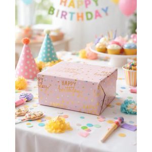 Rollo de Papel de Regalo Metálico Rosa Holográfico de Feliz Cumpleaños, Doble Cara, 46.5 Pies Cuadrados, Reciclable - Product Image 5