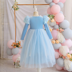 Abito da Principessa Elsa <span class=keywords><strong>Frozen</strong></span> D511 per Bambine, <span class=keywords><strong>Vestito</strong></span> Lungo <span class=keywords><strong>di</strong></span> Elsa, Abito Formale per Bambini e Costume per Spettacoli <span class=keywords><strong>di</strong></span> Halloween - Product Image 6