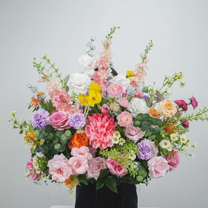 Arreglo floral artificial rosa y verde para pasillo, flores de seda para decoración de bodas, eventos y fiestas. - Product Image 1