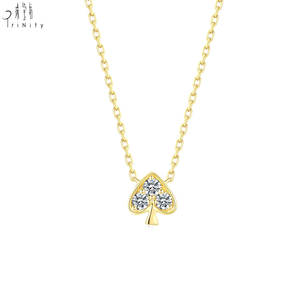 สร้อยคอจี้รูปทรงใบจอบแบบมินิมอลยอดนิยมสำหรับผู้หญิง เครื่องประดับทองคำแท้ 18K ประดับเพชรธรรมชาติ - Product Image 2