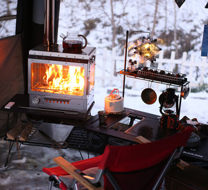 Stufa <span class=keywords><strong>a</strong></span> <span class=keywords><strong>Legna</strong></span> Multifunzione in Acciaio Inox 430 per Riscaldamento Tenda da Campeggio - Product Image 3