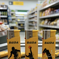 Briquet à Butane Portable en Plastique Jaune avec Motif Silhouette de Basketball pour Barbecue, Fumer et Bougies