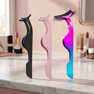Herramienta Aplicadora de Pestañas Postizas, Pinzas para Pestañas en Tira |   Juego de 3 Pinzas Aplicadoras de Acero Inoxidable para Extensiones de Pestañas, Fácil Aplicación - Product Image 2