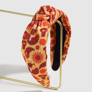 عصابة رأس LRTOU بالجملة مزينة بالأحجار الكريمة واللؤلؤ، إكسسوارات شعر عصرية، عصابة رأس عريضة مطبوعة ومعقودة للنساء - Product Image 5