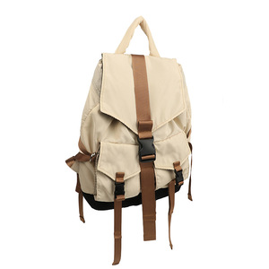Sac à dos pour ordinateur portable multi-poches style preppy pour femme, kaki, violet, vert, fermeture à cordon, poignée avec compartiment pour ordinateur portable - Product Image 3