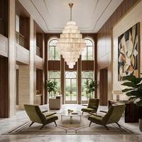 Lustre de plafond en albâtre naturel, rond, ovale, grand, moderne, personnalisé, de luxe, pour hall d'hôtel, escalier