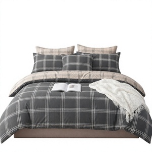 EU Dropshipping Luxury <b>Grey</b> Plaid Duvet <b>Cover</b> Set Cotton Neutral <b>Quilt</b> 160x200 200x220cm Poland Hub - Product Image 1