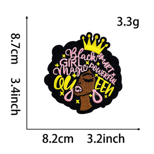 Black Girl Leopard Print Letters Afro Hairstyle Series Black Queen <strong>Sorority</strong> Patch Embroidered Iron-On Fabric Sticker for DIY - Product Image 4