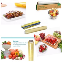 Film alimentaire souple en PVC jetable, film étirable élastique, film transparent résistant à l'humidité, moulage par soufflage, rouleau de 300 m