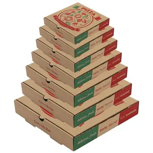 Nuevos productos Revestimientos de grasa calentada Caja de pizza congelada 6 9 10 12 14 16 18 pulgadas Caja de pizza impresa ambiental Reciclable