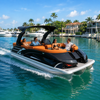 Bateau ponton en aluminium 22 pieds, yacht de sport de luxe haute vitesse, 12 personnes, 3 tubes, arche sportive électrique, homologué CE, remorque, tourisme