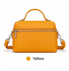 กระเป๋าสะพายข้างสีเหลืองสุดชิค หนังวัวแท้ทั้งใบ ทรงกระเป๋าถือ - Product Image 1