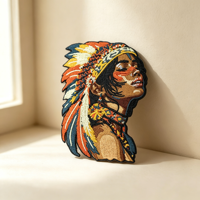 Pince à cheveux ethnique brodée thermocollante, motif portrait en tissu vintage, style bohème tendance pour usage quotidien