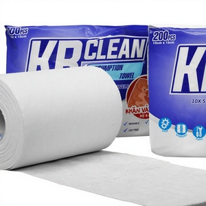 Lingettes en tissu non tissé KP CLEAN, taille personnalisée, 200 feuilles, écologiques, biodégradables, rondes, pour le nettoyage de la cuisine, style uni - Product Image 1