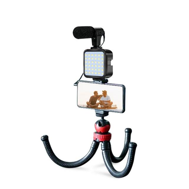 MAMEN Custom Logo Vlogging Kit Video Mic Kit Smartphone Equipment Shotgun Microphone LED Light Tripod Remote Control CE