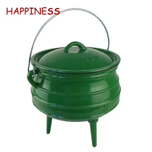 Classic Outdoor Camping Cookware Enamel Potjie Pot Cast Iron Cauldron With 3 Legs