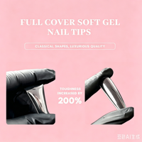 Puntas de Uñas de Gel Suave Coffin, Cobertura Completa, 550-600 Unidades, Paquete Económico, 12-15 Tamaños, Suministros para Extensión Rápida de Uñas