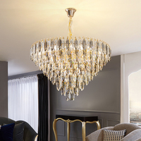 Grand lustre doré de luxe Lustre à LED moderne en cristal K9 décoratif pour hôtel et maison
